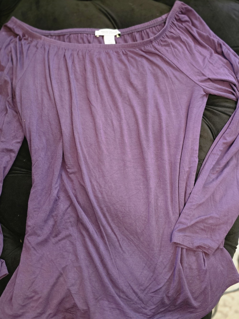White House Black Market Purple Off-Shoulder Long Sleeve Top